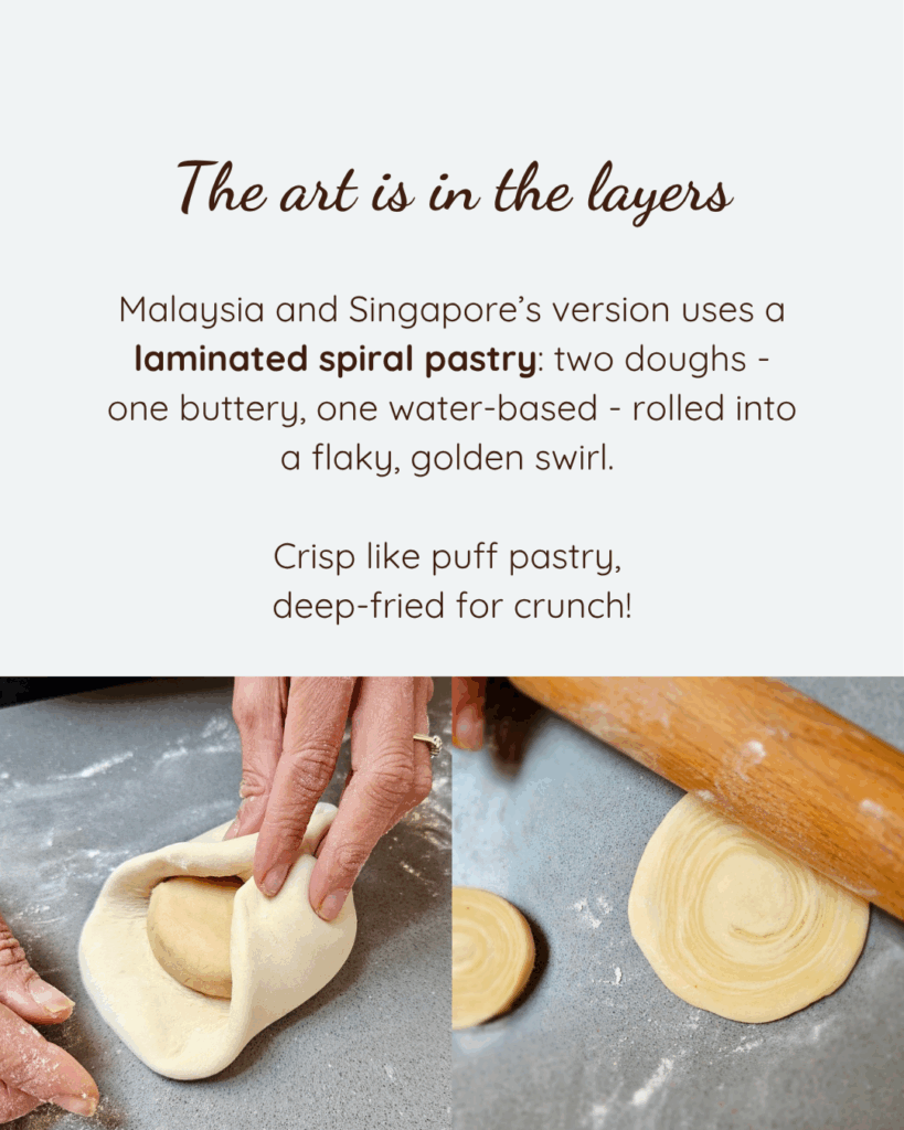what gives spiral curry puffs its layers