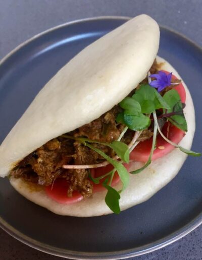 Malaysian inspired bao, stuffed with beef rending